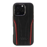 Audi Genuine Leather MagSafe iPhone 16Pro 6.3" czarno-czerwony/black-red hardcase AU-TPUPCMIP16P-R8/D3-RD