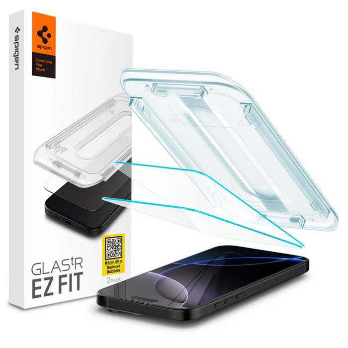 SZKŁO HARTOWANE SPIGEN GLAS.TR ”EZ FIT” 2-PACK IPHONE 16 PRO, 17, 17 PRO CLEAR