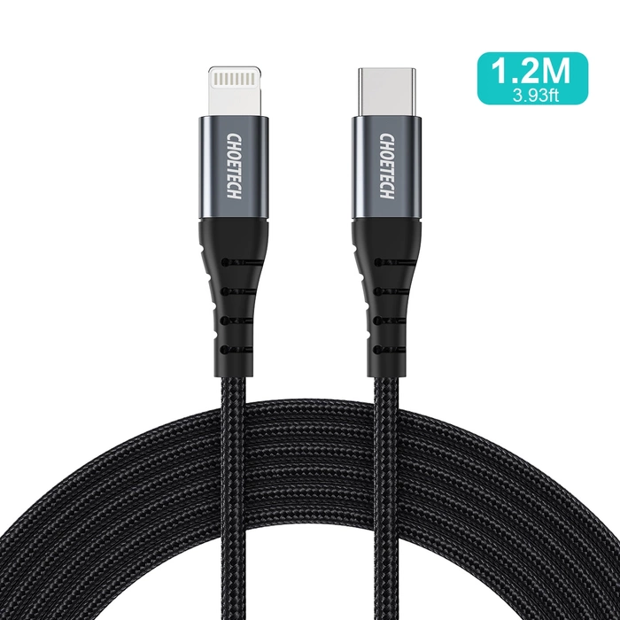 Kabel Choetech IP0039 USB-C / Lightning MFi o długości 1.2m - czarny