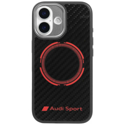 Etui Audi RSQ Carbon Fiber Sport Red Circle MagSafe do iPhone 17 czarny