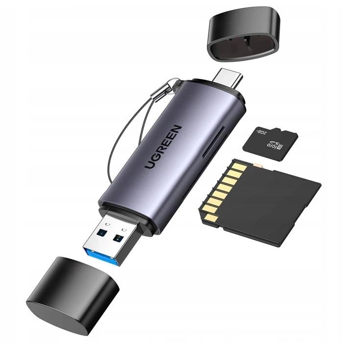 Ugreen czytnik kart SD / micro SD na USB 3.0 / USB Typ C 3.0 szary (50706) CM185