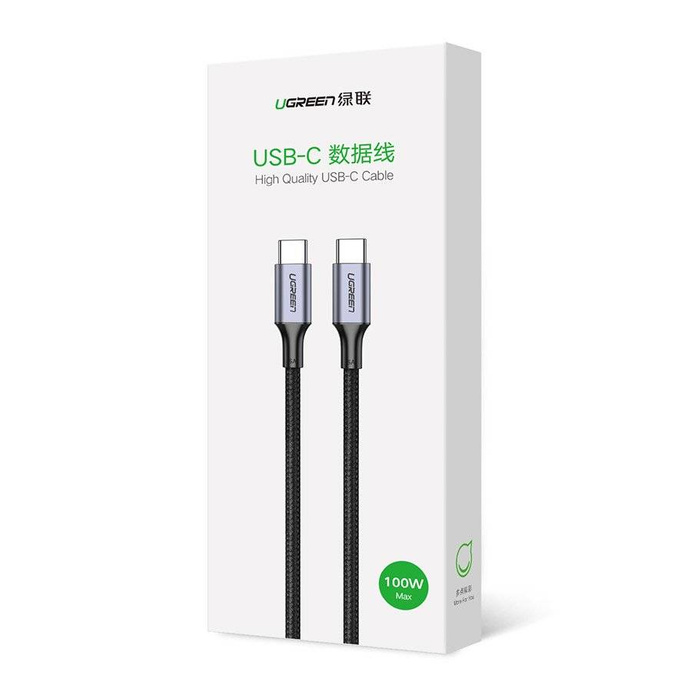 Ugreen kabel przewód USB Typ C - USB Typ C 5 A 100 W Power Delivery Quick Charge 3.0 FCP 480 Mbps 1 m szary (70427 US316)