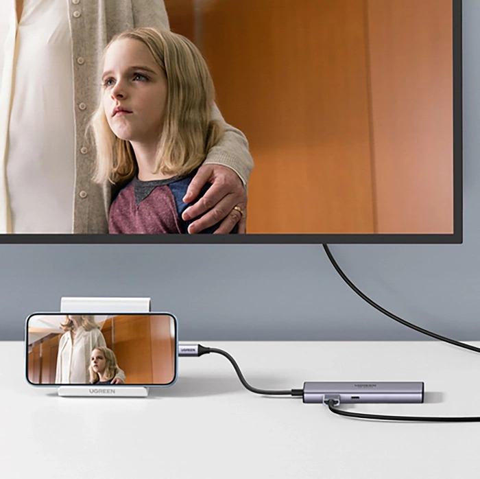 Adapter Hub UGREEN, USB-C do 2x USB 3.0, HDMI, RJ45, SD/TF 90568