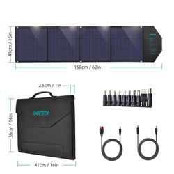 Choetech large foldable solar charger 80W solar photovoltaic USB Type C (Power Delivery) / 2x USB (Quick Charge / 2,4A) (158 x 41 cm) black (SC007)
