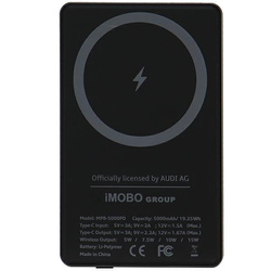 Audi Powerbank indukcyjny 15W 5000mAh szary/grey Big Logo MagSafe AU-MWPB5000-GT/D1-GY