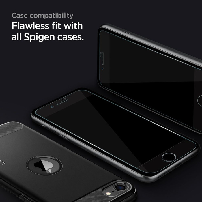 Tempered Glass Spigen Glass fc 2-pack iPhone SE 2022 2020 7 8 Black Black
