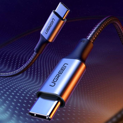 Ugreen kabel przewód USB Typ C - USB Typ C 5 A 100 W Power Delivery Quick Charge 3.0 FCP 480 Mbps 1 m szary (70427 US316)