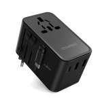 Choetech PD5021 45W EU / US / AUS / UK travel adapter with built-in cable USB-C - black