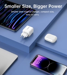 Choetech PD6051 2x USB-C PD 35W GaN wall charger with display - white