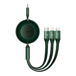 Baseus Bright Mirror 2 zwijany kabel przewód 3w1 USB Typ C - micro USB + Lightning + USB Typ C 3.5A 1.1m zielony (CAMJ010206)