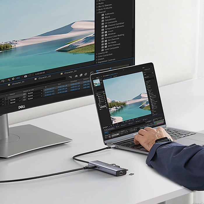 Adapter Hub UGREEN, USB-C do 2x USB 3.0, HDMI, RJ45, SD/TF 90568