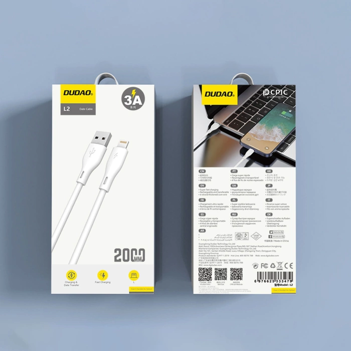 Dudao przewód kabel USB / Lightning 5A 2m biały (L2L 2m white)