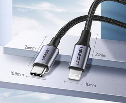 Ugreen cable MFI cable (Made For iPhone) USB Type C - Lightning 3 A 1 m black (US304 60759)