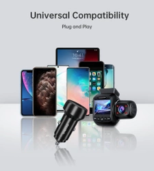 Ładowarka samochodowa Choetech TC0014 USB-C USB-A PD 60W z podświetleniem LED - czarna