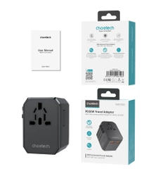 Choetech PD6041 USB-C USB-A PD 30W Travel Charger with 4 US EU UK AU Plugs - Black