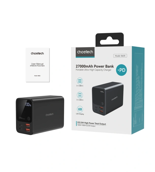 Choetech B635BK powerbank 2xUSB-A / 2xUSB-C 27000mAh - black