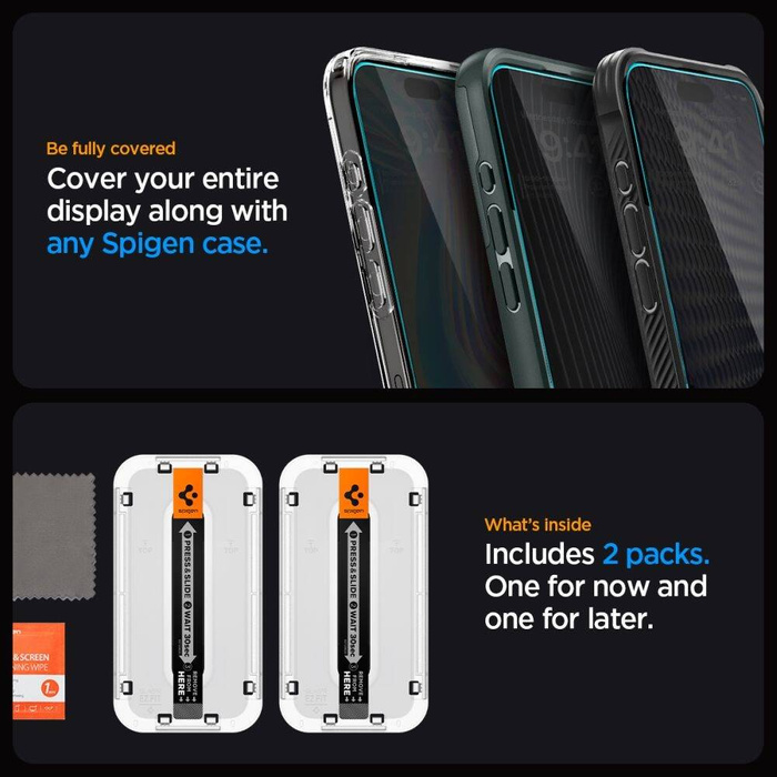 Szkło Hartowane Spigen Glas.tr ”ez Fit” 2-pack iPhone 15 /16 Privacy