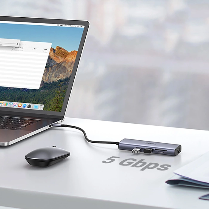 Adapter Hub UGREEN, USB-C do 2x USB 3.0, HDMI, RJ45, SD/TF 90568