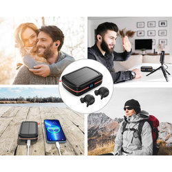 Choetech headphones wireless TWS waterproof with solar panel and built-in 2500mAh powerbank black (BH-T05)
