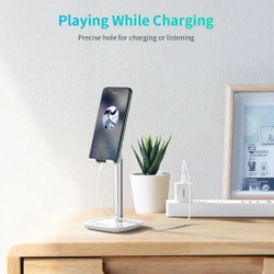 Choetech H035 aluminum stand for a phone or tablet with adjustment - white and silver