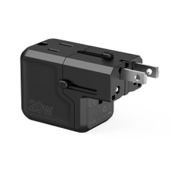 Ładowarka podróżna Choetech PD6038 USB-C USB-A PD 20W USA EU UK AU - czarna