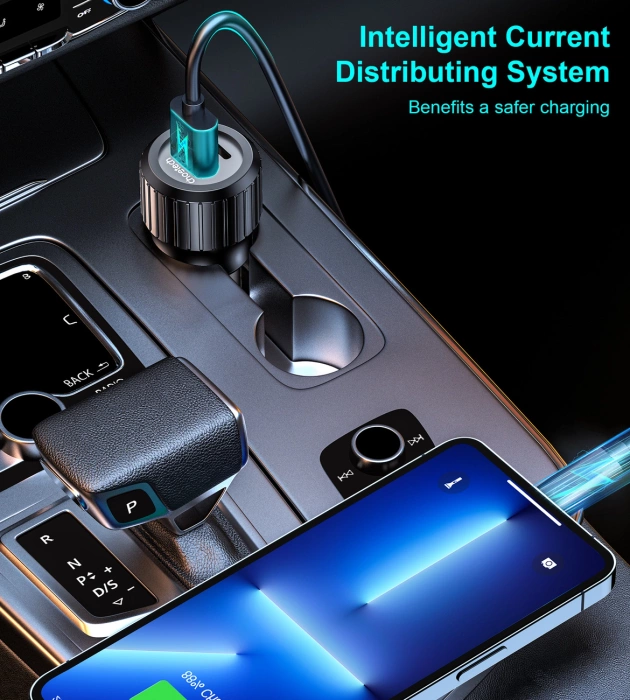 Ładowarka samochodowa Choetech TC0010 USB-C USB-A PD 63W - czarna