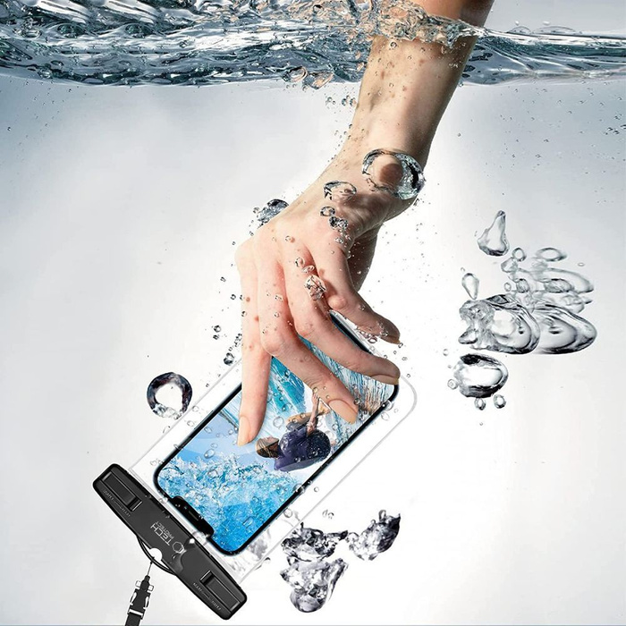 Etui TECH-PROTECT Universal Waterproof Case Black/ Clear Case