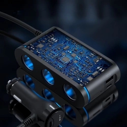 Ładowarka Choetech TC0021 samochodowa 2x USB-C PD 1x USB-A QC 3x gniazdo zapalniczki - czarna