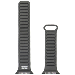 Pasek Audi Logo Synthetic Leather Magnetic Ring do Apple Watch 44/45/46/49mm czarny