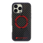Audi Carbon Fiber Sport Red CircleMagSafe iPhone 16 Pro Max 6.9" czarny/black hardcase AUS-TPUPCMIP16PM-RSQ/D5-BK