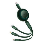 Baseus Bright Mirror 2 zwijany kabel przewód 3w1 USB Typ C - micro USB + Lightning + USB Typ C 3.5A 1.1m zielony (CAMJ010206)