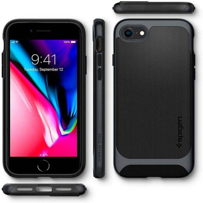 Etui SPIGEN iPhone SE 2022 2020 7 8 Neo Hybrid Metal Slate Szare Case